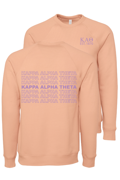 Kappa Alpha Theta Repeating Name Crewneck Sweatshirts