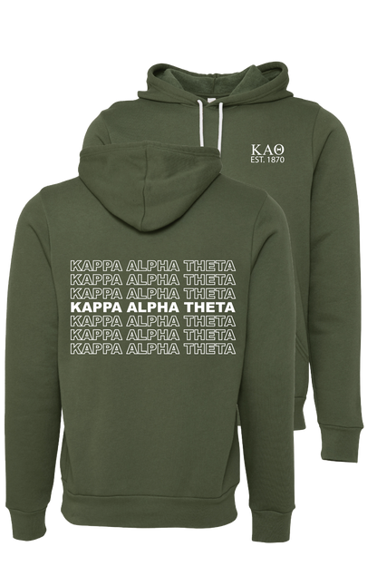 Kappa Alpha Theta Repeating Name Hooded Sweatshirts