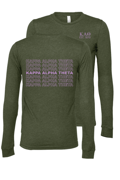 Kappa Alpha Theta Repeating Name Long Sleeve T-Shirts