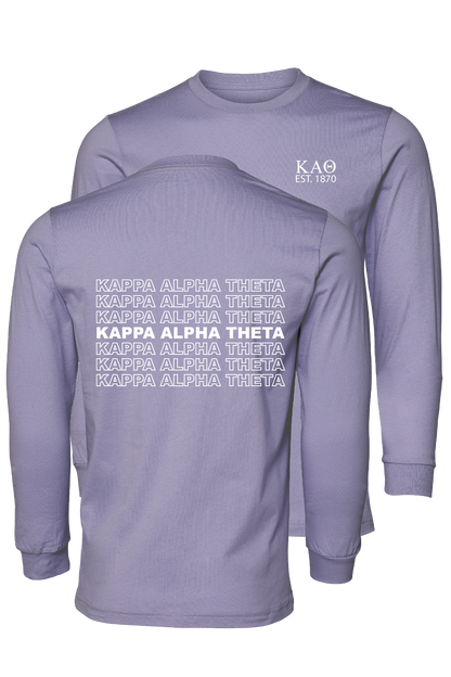 Kappa Alpha Theta Repeating Name Long Sleeve T-Shirts