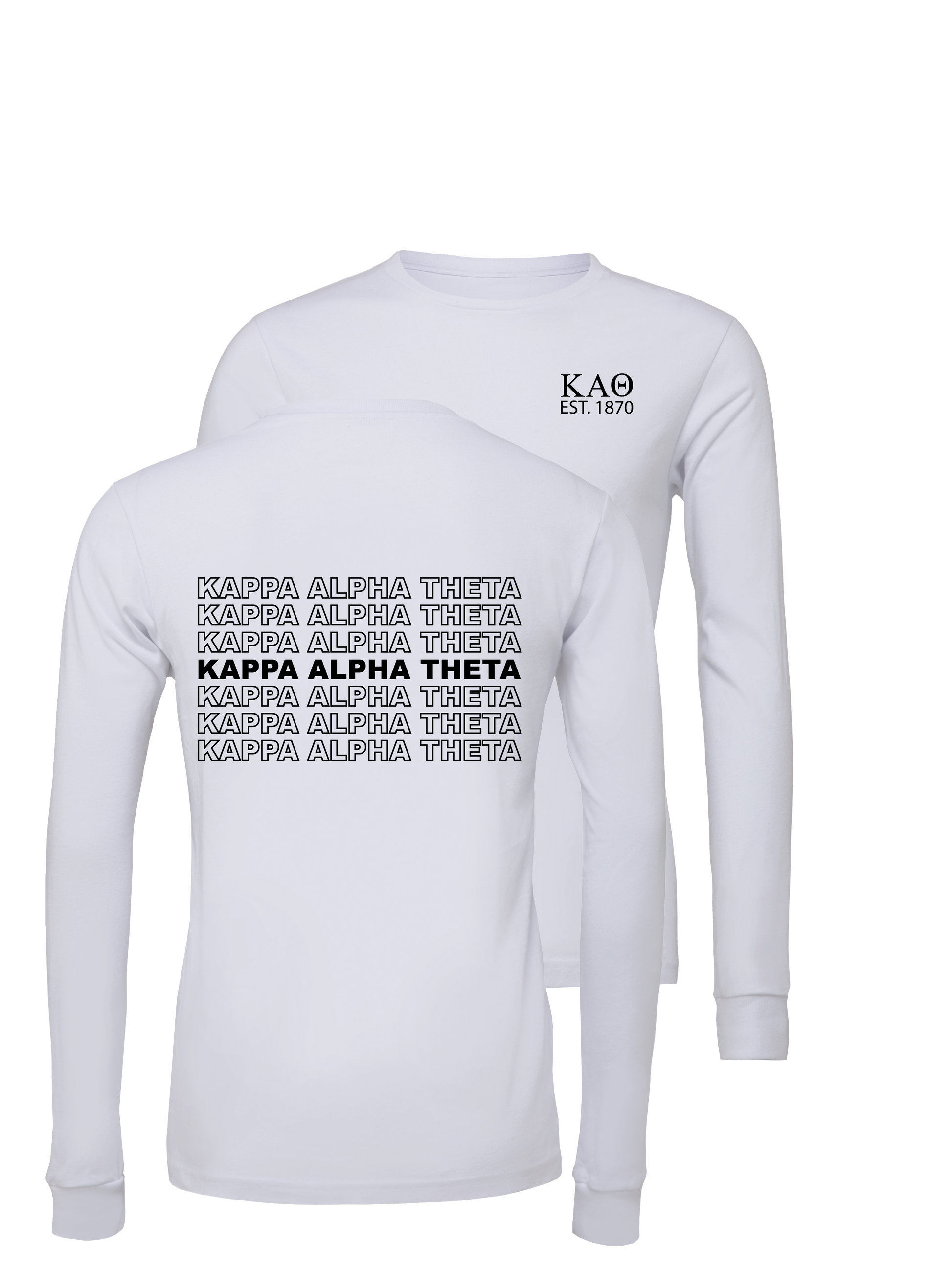 Kappa Alpha Theta Repeating Name Long Sleeve T Shirts