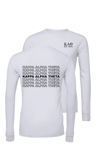 Kappa Alpha Theta Repeating Name Long Sleeve T-Shirts