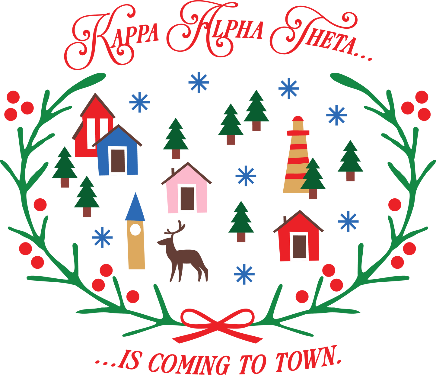 Kappa Alpha Theta Christmas Village Cropped Hoodie