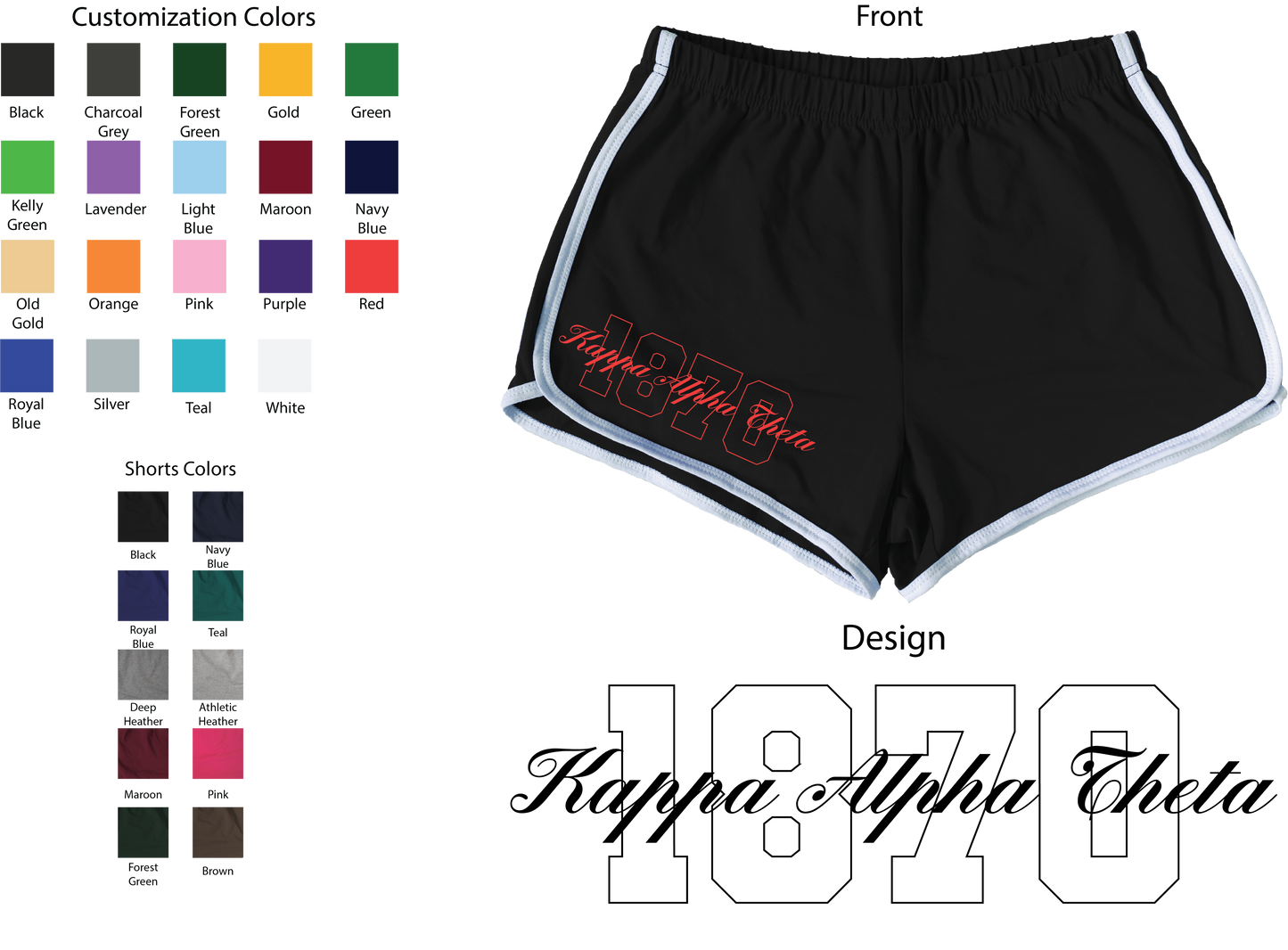 Kappa Alpha Theta Year and Name Women's Shorts