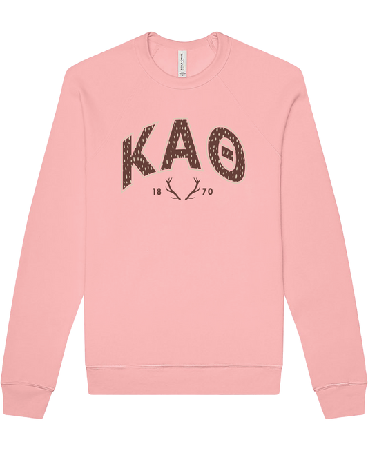 Kappa Alpha Theta Fawn Print Varsity Crewneck