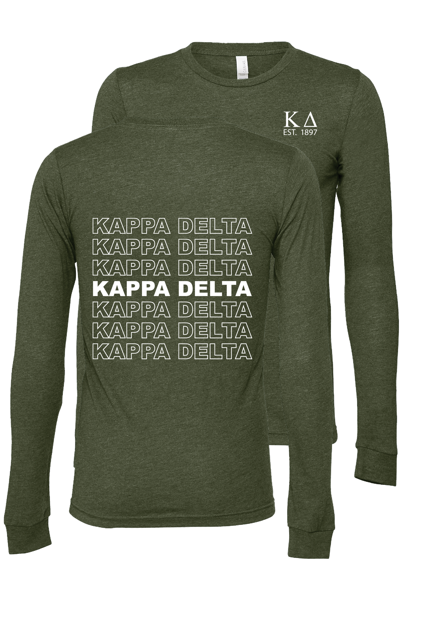Kappa Delta Repeating Name Long Sleeve T-Shirts