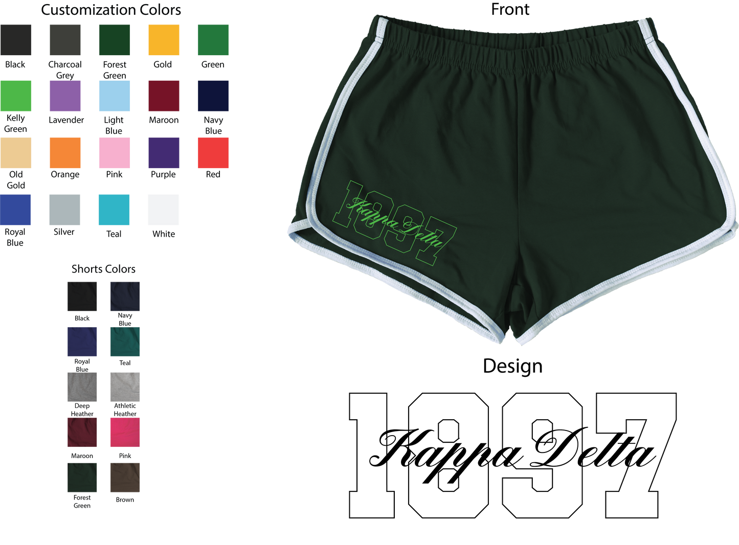 Kappa Delta Year and Name Women's Shorts