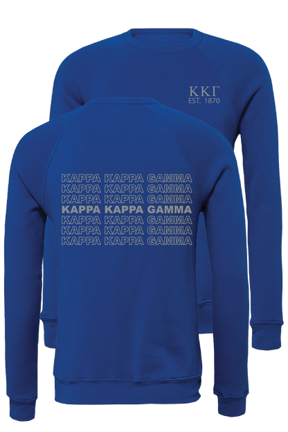 Kappa Kappa Gamma Repeating Name Crewneck Sweatshirts