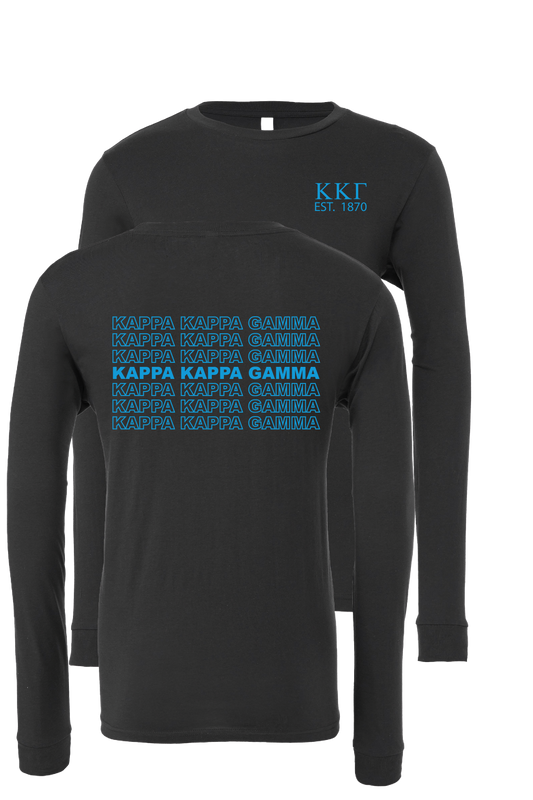 Kappa Kappa Gamma Repeating Name Long Sleeve T-Shirts