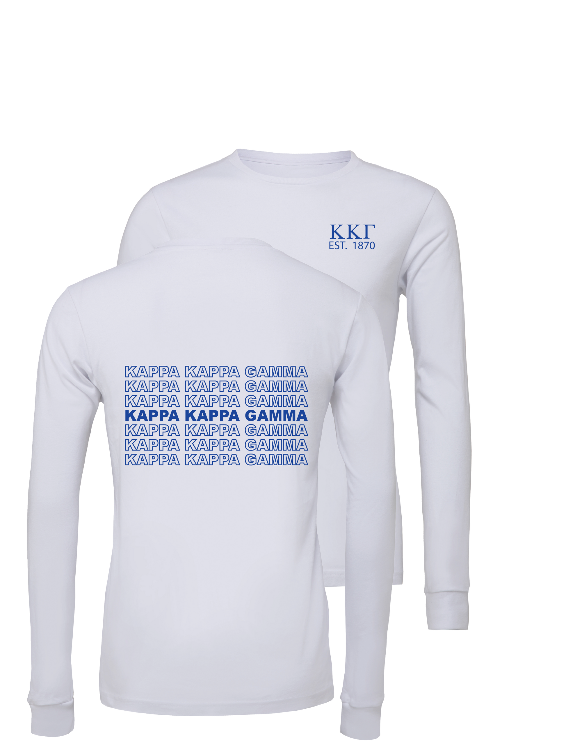 Kappa Kappa Gamma Repeating Name Long Sleeve T Shirts