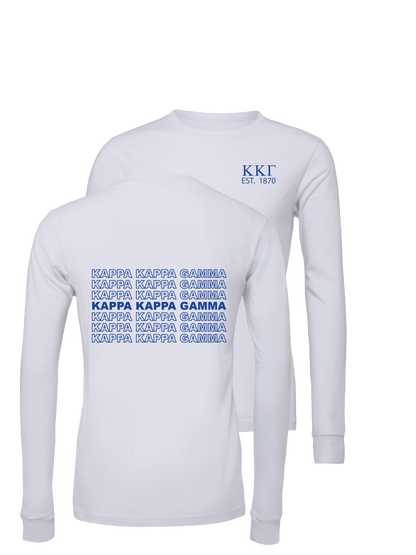 Kappa Kappa Gamma Repeating Name Long Sleeve T-Shirts