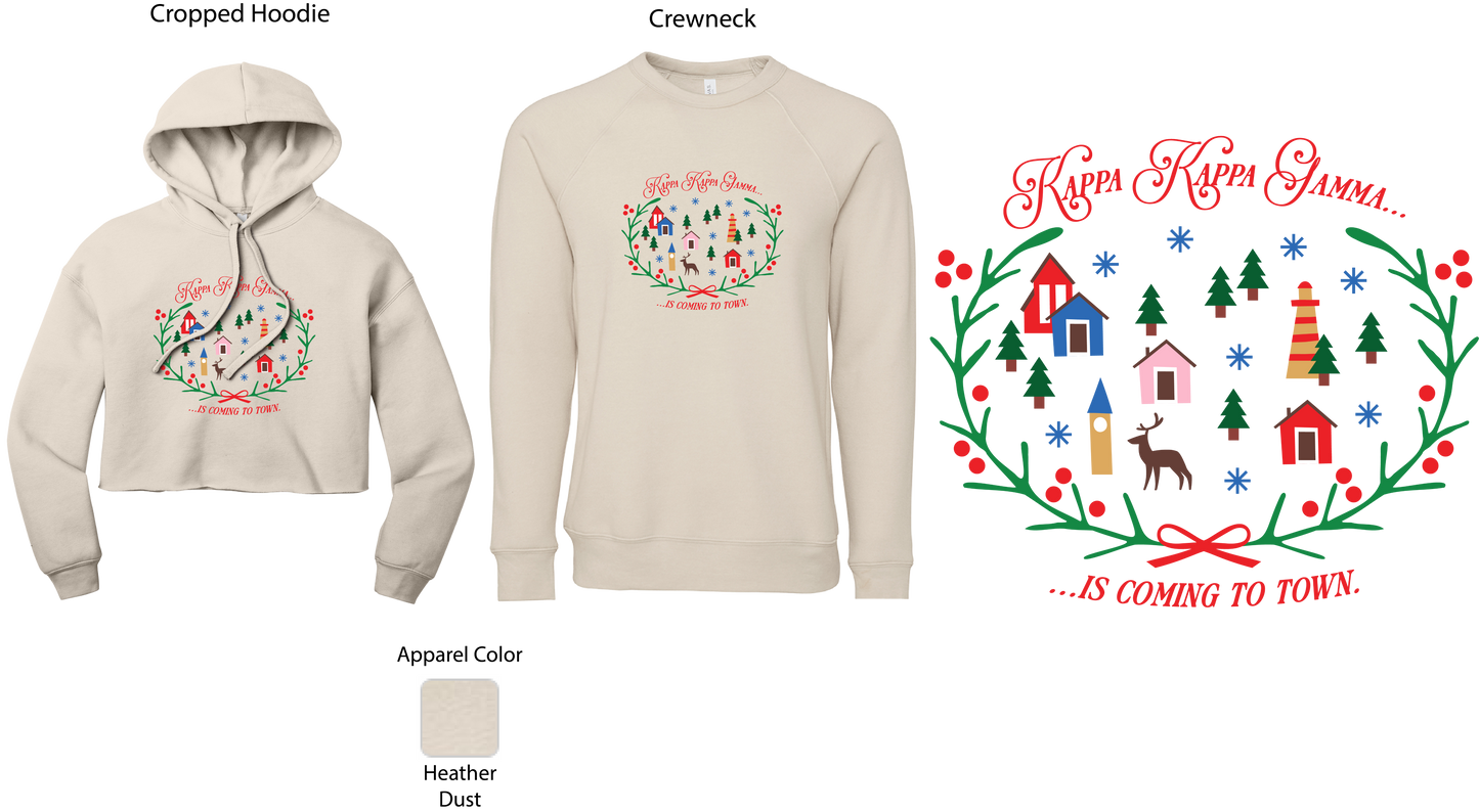 Kappa Kappa Gamma Christmas Village Cropped Hoodie