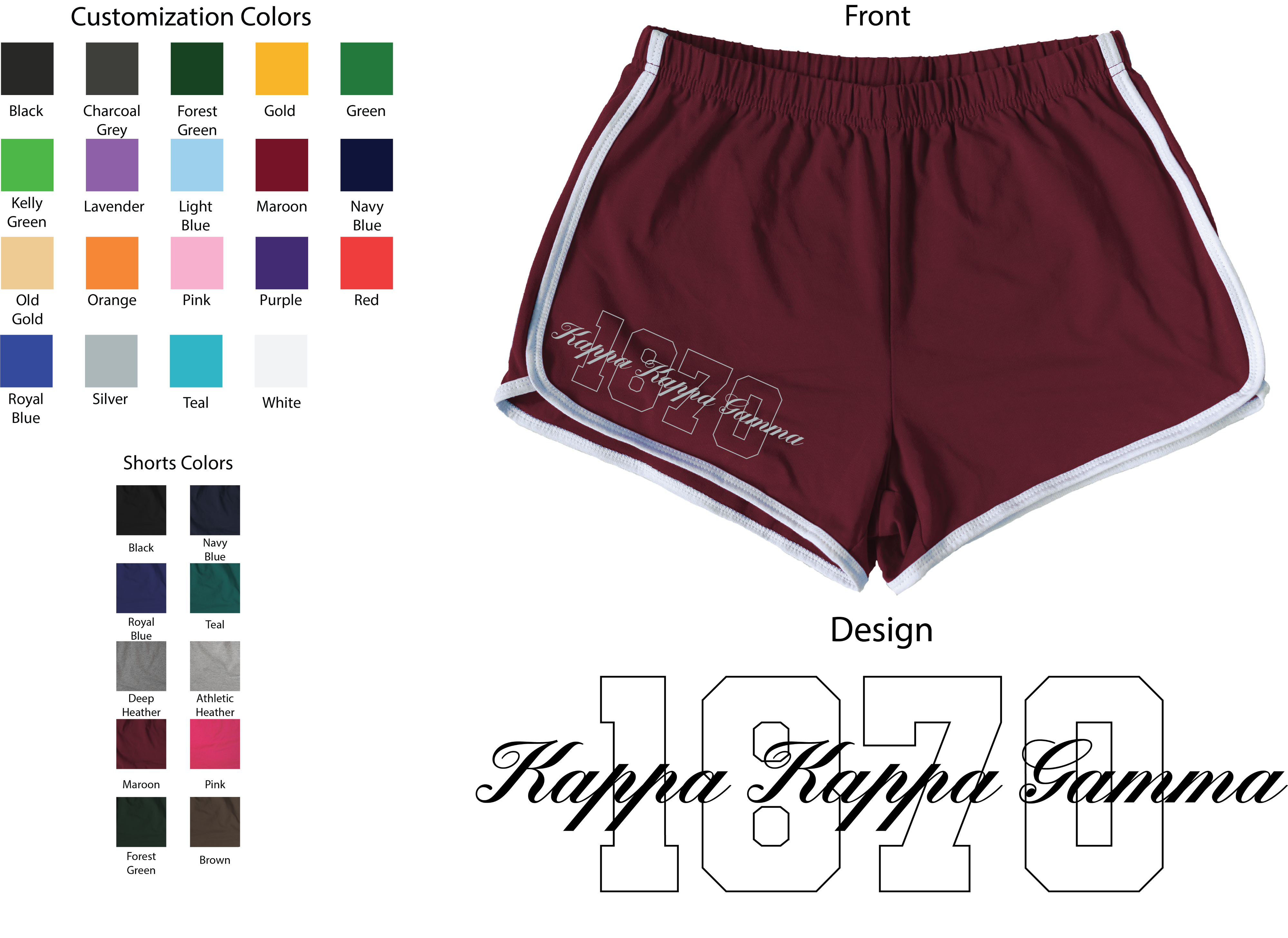 Kappa Kappa Gamma Year and Name Women's Shorts