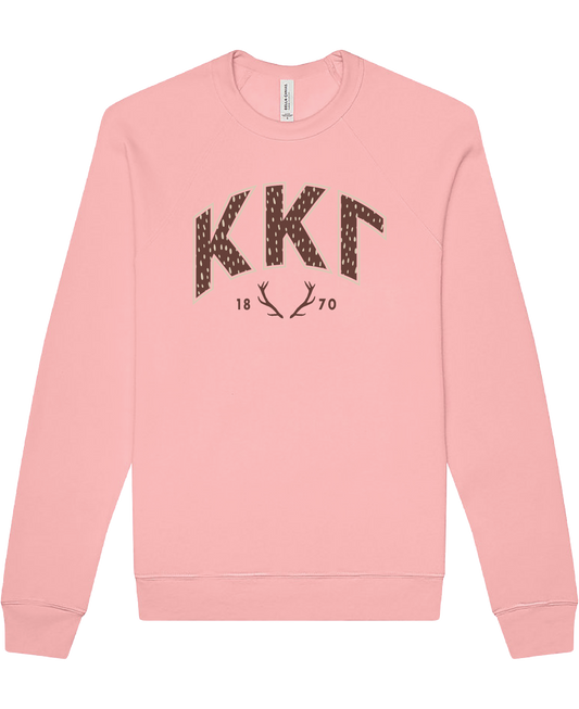 Kappa Kappa Gamma Fawn Print Varsity Crewneck