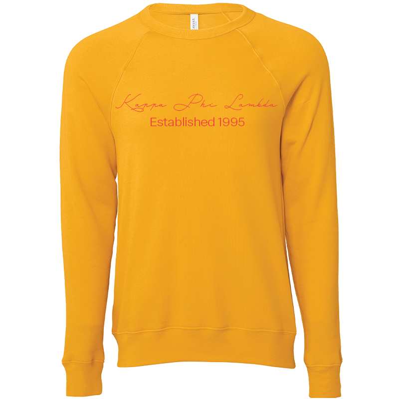 Kappa Phi Lambda Embroidered Scripted Name Crewneck Sweatshirts