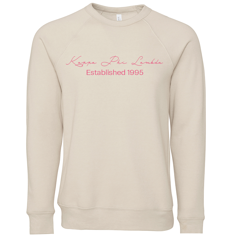 Kappa Phi Lambda Embroidered Scripted Name Crewneck Sweatshirts