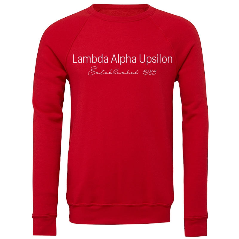 Lambda Alpha Upsilon Embroidered Printed Name Crewneck Sweatshirts