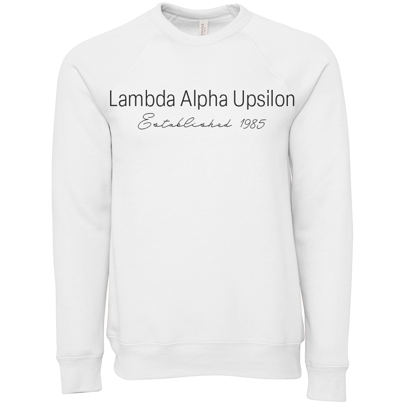 Lambda Alpha Upsilon Embroidered Printed Name Crewneck Sweatshirts