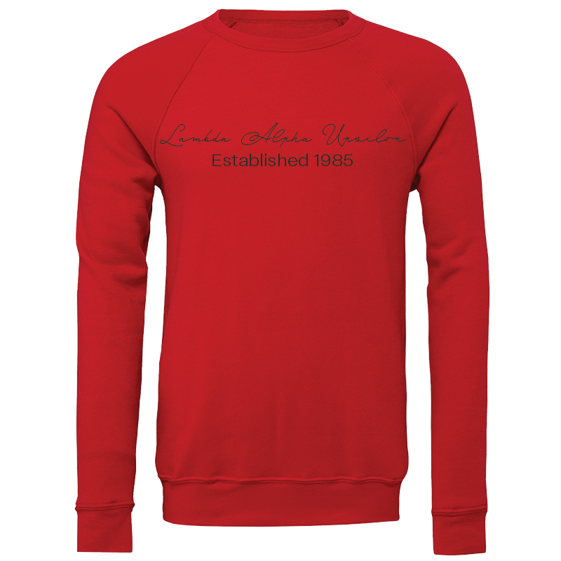 Lambda Alpha Upsilon Embroidered Scripted Name Crewneck Sweatshirts