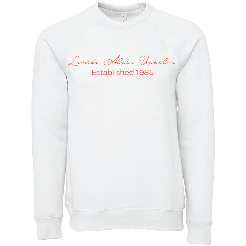 Lambda Alpha Upsilon Embroidered Scripted Name Crewneck Sweatshirts