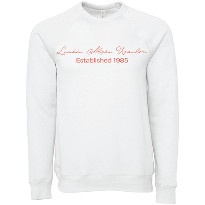 Lambda Alpha Upsilon Embroidered Scripted Name Crewneck Sweatshirts