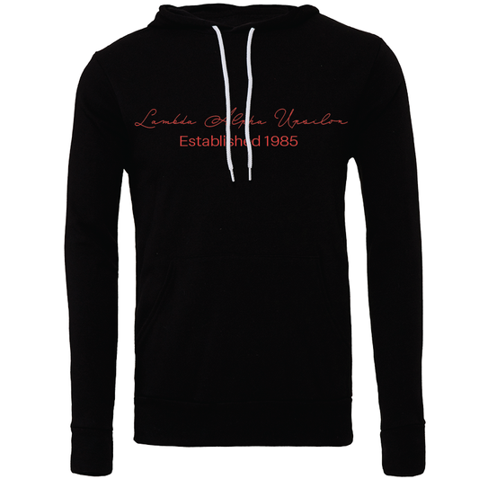 Lambda Alpha Upsilon Embroidered Scripted Name Hooded Sweatshirts