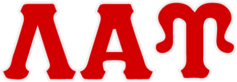 Red Greek letters Lambda and Tau on a white background