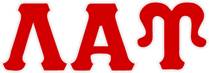 Red Greek letters Lambda and Tau on a white background