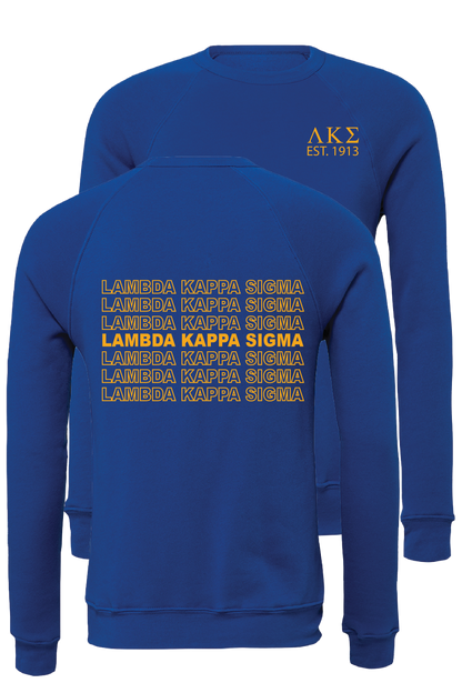 Lambda Kappa Sigma Repeating Name Crewneck Sweatshirts