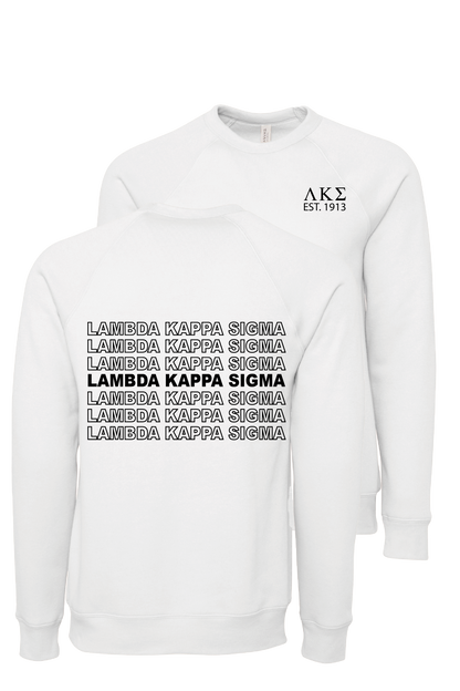 Lambda Kappa Sigma Repeating Name Crewneck Sweatshirts