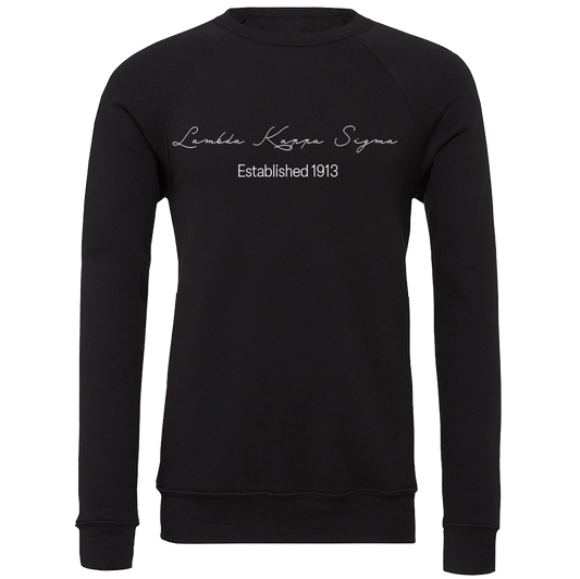 Lambda Kappa Sigma Embroidered Scripted Name Crewneck Sweatshirts