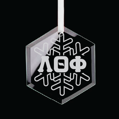 Lambda Theta Phi Hexagon Single-Snowflake Ornament w/ White Ribbon