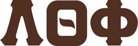 Brown letters 'ΛΘΦ' on a white background