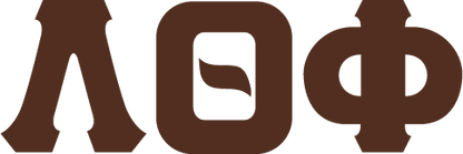 Brown letters 'ΛΘΦ' on a white background
