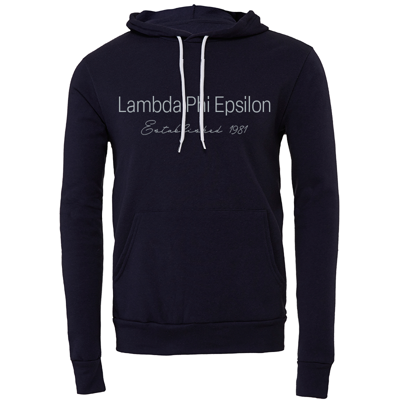 Lambda Phi Epsilon Embroidered Printed Name Hooded Sweatshirts