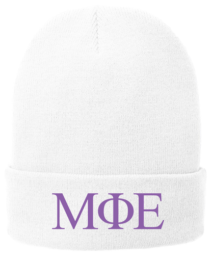 Mu Phi Epsilon Lettered Beanies