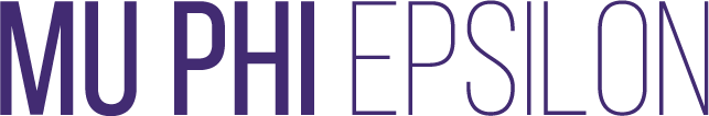 MU PHI EPSILON logo in purple text