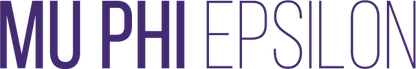 MU PHI EPSILON logo in purple text
