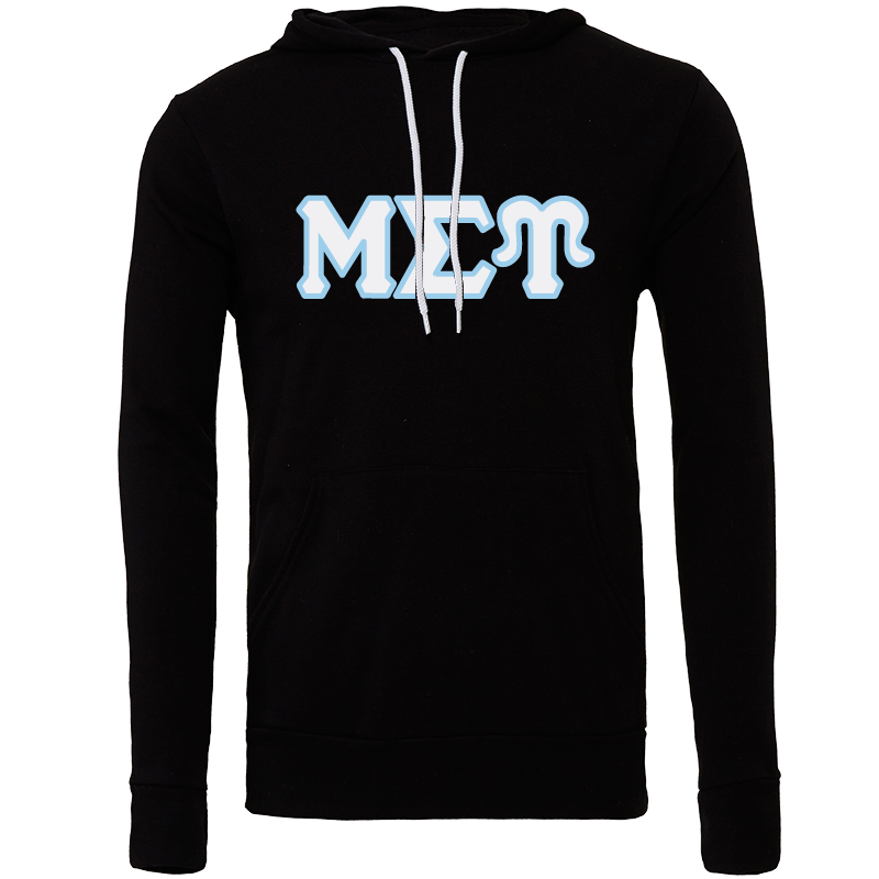 Mu Sigma Upsilon Embroidered Lettered Hooded Sweatshirts
