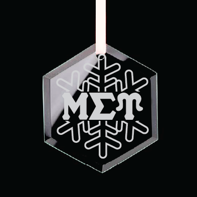 Mu Sigma Upsilon Hexagon Single-Snowflake Ornament w/ White Ribbon