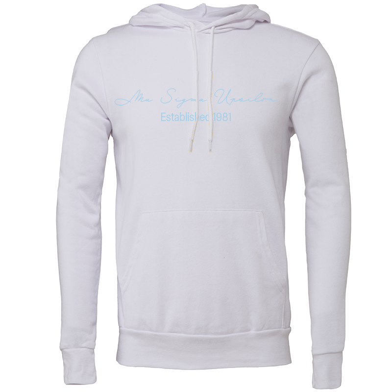 Mu Sigma Upsilon Embroidered Scripted Name Hooded Sweatshirts