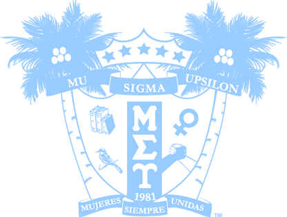 Sigma Upsilon fraternity crest with palm trees and text on a white background