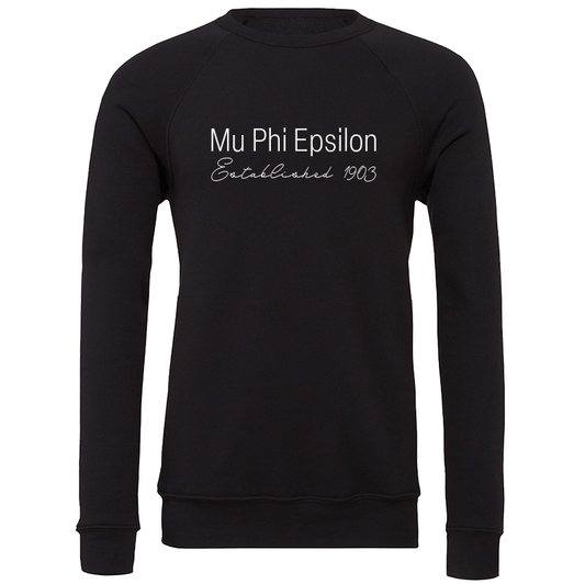 Mu Phi Epsilon Embroidered Printed Name Crewneck Sweatshirts