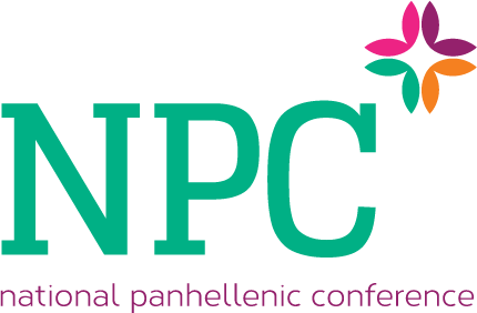 Logo of the National Panhellenic Conference with colorful flower design on a white background