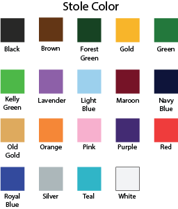 Color swatches for a stole with various color options.
