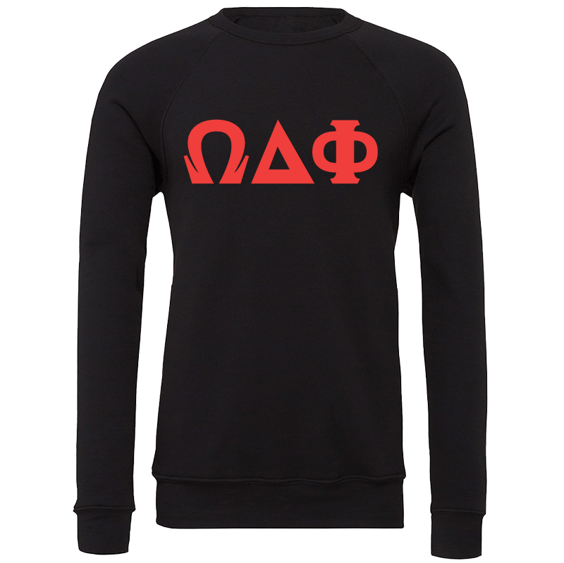 Omega Delta Phi Lettered Crewneck Sweatshirts