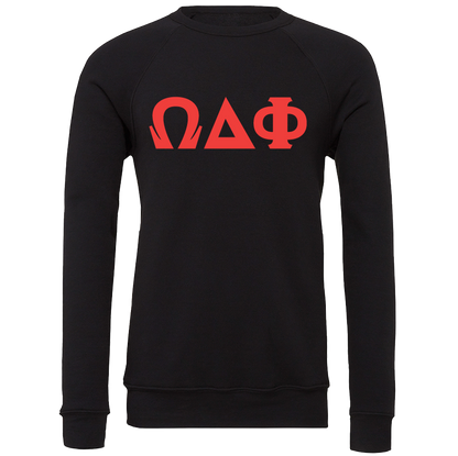 Omega Delta Phi Lettered Crewneck Sweatshirts