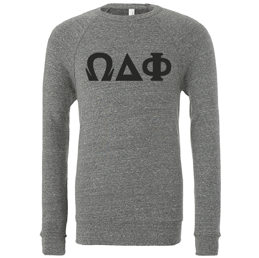 Omega Delta Phi Lettered Crewneck Sweatshirts