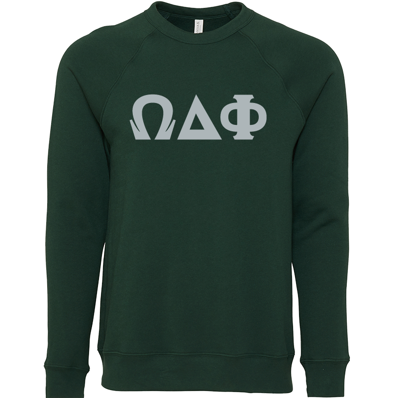 Omega Delta Phi Lettered Crewneck Sweatshirts