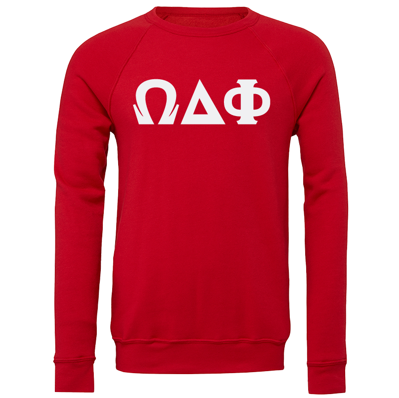 Omega Delta Phi Lettered Crewneck Sweatshirts